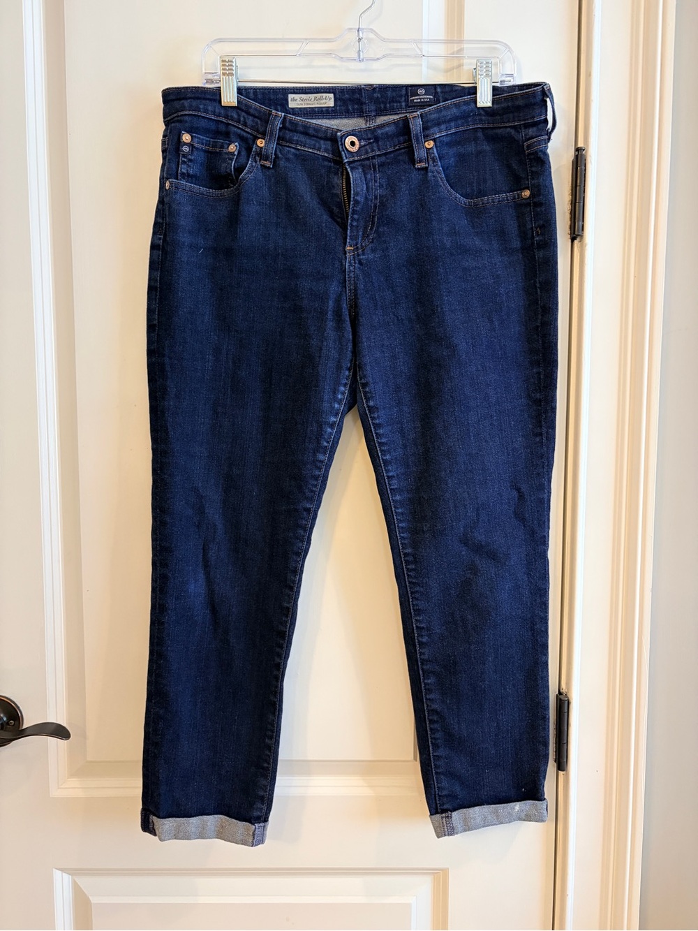 AG Adriano Goldschmied Stevie Roll-Up Slim Straight Jeans Dark Wash 32R